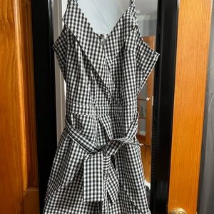 Black & white checker printed romper